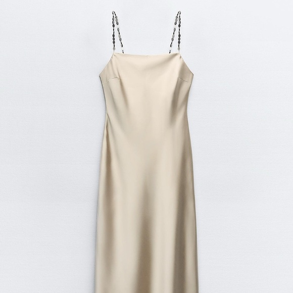 Zara Satin Maxi Dress in Beige - Picture 8 of 8